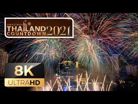 [8K] New year 2021 Firework in ICONSIAM Bangkok, Thailand | Amazing Thailand Countdown 2021