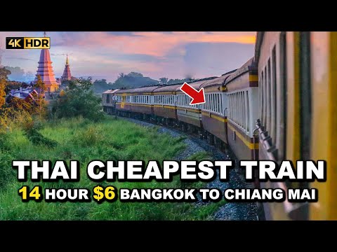 ???????? 4K HDR | 14 Hour Journey from Bangkok to Chiang Mai by 3rd Class Thailand LOCAL TRAIN