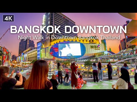 【???????? 4K】Bangkok Downtown Night Walk – Thailand 2023 – Siam Square area