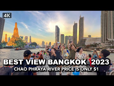 【???????? 4K】BEST sunset view in Bangkok – $1 Chao Phraya River Cruise Sightseeing